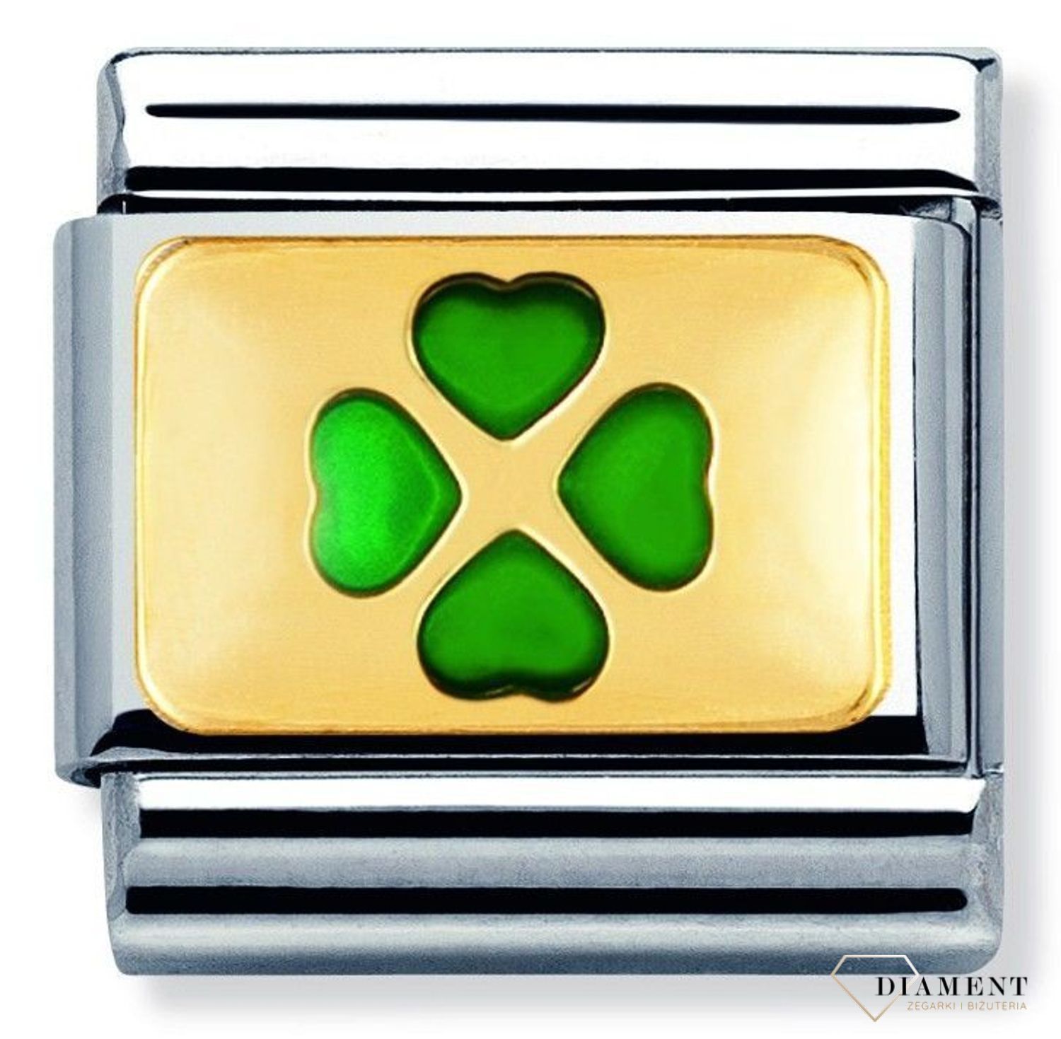 Nomination - Link 18K zawieszka złoto 'Zielona koniczyna' 030205 01 biżuteria nomination nomination zawieszki nomination baza.jpg